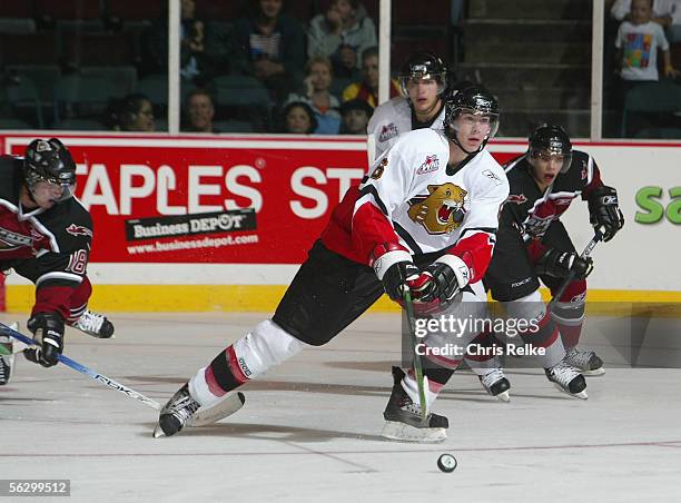 Ty Wishart of the Prince George Cougars skates against the Vancouver Giants during the WHL hockey game on September 30, 2005 at Pacific Coliseum in...