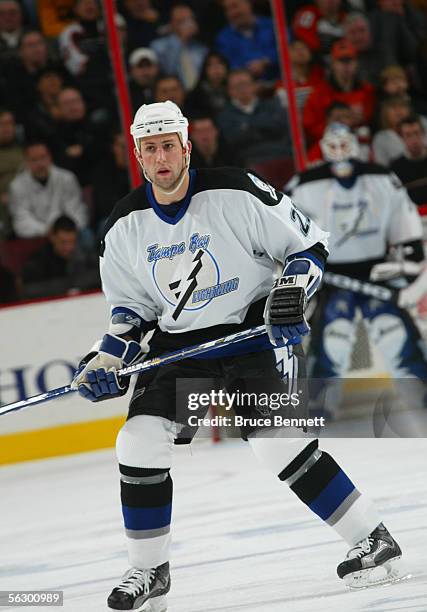 Defenseman Cory Sarich of the Tampa Bay Lightning is on the ice during the game against the Philadelphia Flyers at the Wachovia Center on November...