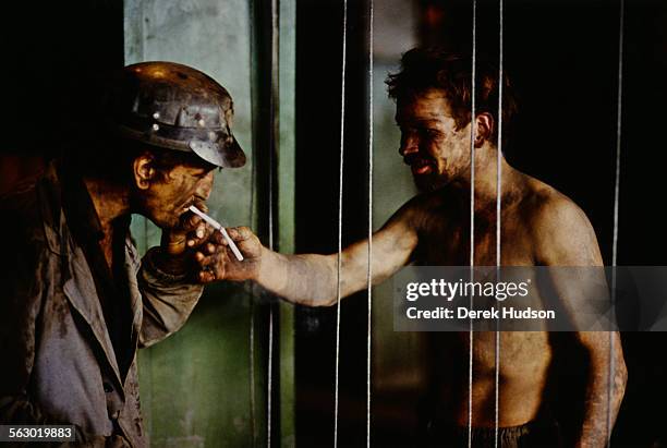 Miners at the Lonea Coal Mine in Petrila, in the Jiu Valley of Romania, 20th June 1990.