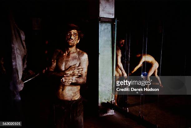 Miners in the shower rooms at the Lonea Coal Mine in Petrila, in the Jiu Valley of Romania, 20th June 1990.