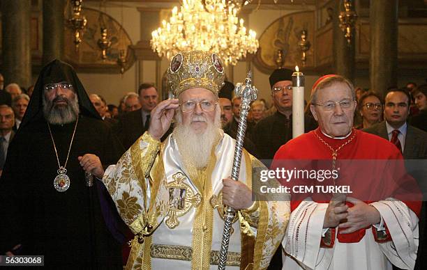Ecumenical Patriarch Bartholomew I , world Orthodox spirutual leader, Cardinal Walter Casper and Mesrob Mutafyan Patriarch of the Armenian community...