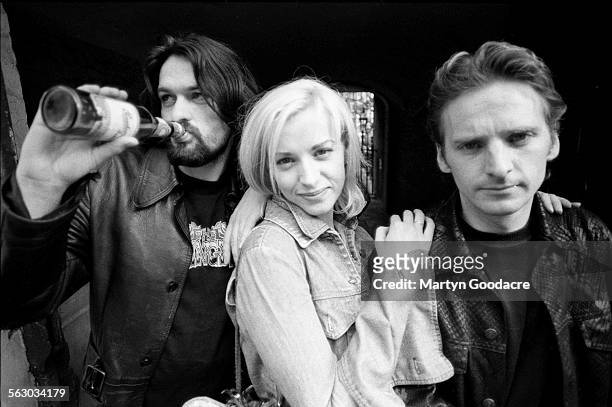 Group portrait of Scottish electronic band One Dove, London, United Kingdom, 1992. L-R Jim McKinven, Dot Allison, Ian Carmichael.