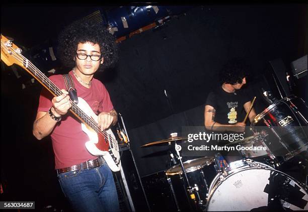 Omar Rodriguez-Lopez and Cedric Bixler-Zavala Mars Volta perform on stage, London, United Kingdom, 2001.