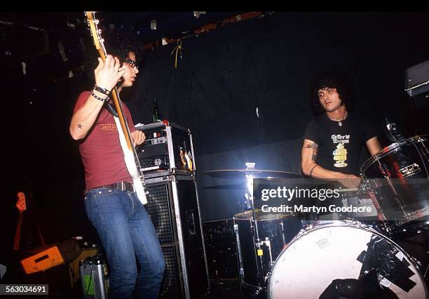 Omar Rodriguez-Lopez and Cedric Bixler-Zavala Mars Volta perform on stage, London, United Kingdom, 2001.