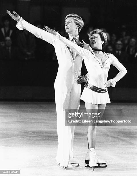 British figure skaters Jayne Torvill and Christopher Dean performing their Barnum ice dancing routine at Richmond ice rink, London, February 2nd 1983.