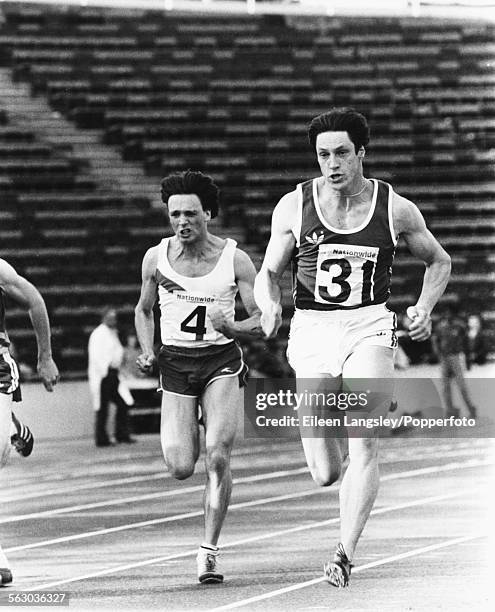 British Olympic athlete Allan Wells sprints to victory at the Amateur Athletics Association Championships at Crystal Palace, London, August 1980.