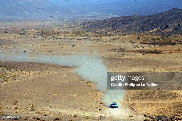 Car during the Paris Dakar Rally, 1984.