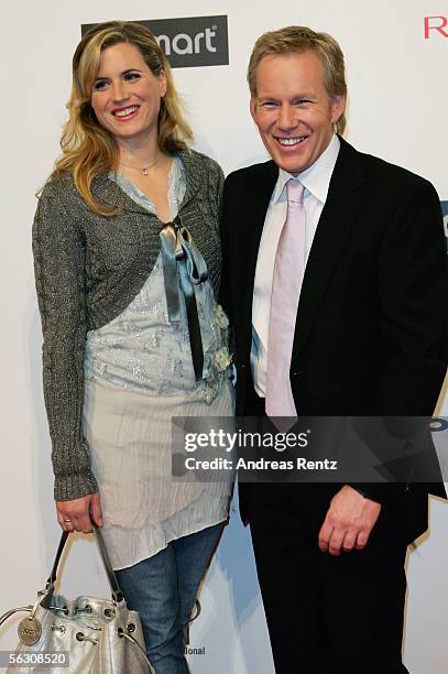 Johannes B. Kerner and Britta Becker-Kerner arrive at the Tribute to Bambi Charity Gala at the Postkantine November 30, 2005 in Munich, Germany.