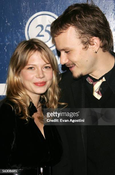 Actor Heath Ledger and his girlfriend actress Michelle Williams attend IFP's 15th Annual Gotham Awards at Chelsea Piers November 30, 2005 in New York...