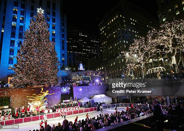 The 73rd annual Rockefeller Center tree lighting ceremony takes place November 30, 2005 in New York City.