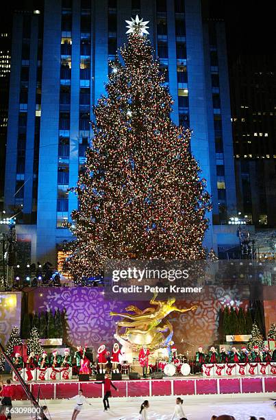 The 73rd annual Rockefeller Center tree lighting ceremony takes place November 30, 2005 in New York City.