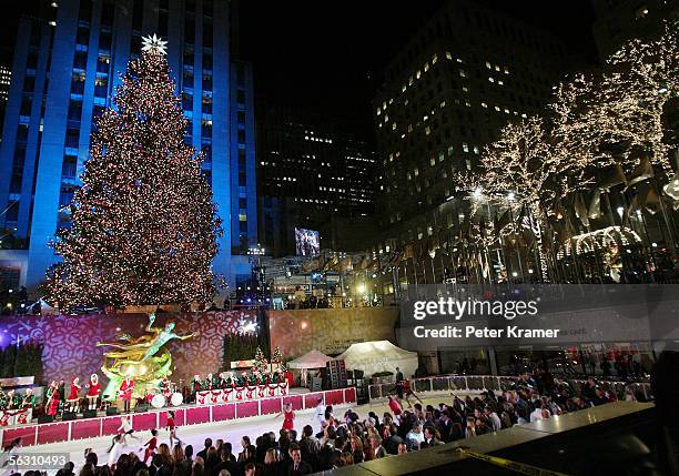 The 73rd annual Rockefeller Center tree lighting ceremony takes place November 30, 2005 in New York City.