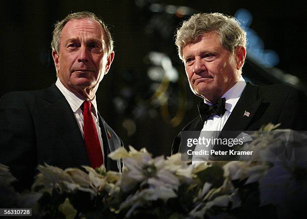 New York City Mayor Michael Bloomberg and Jerry L. Speyer attend the lighting of the 73rd annual Rockefeller Center tree November 30, 2005 in New...