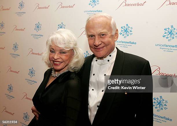 Astronaut and the 2nd man on the Moon Buzz Aldrin and wife Lois arrive at the first annual UNICEF Snowflake Ball held at the Regent Beverly Wilshire...