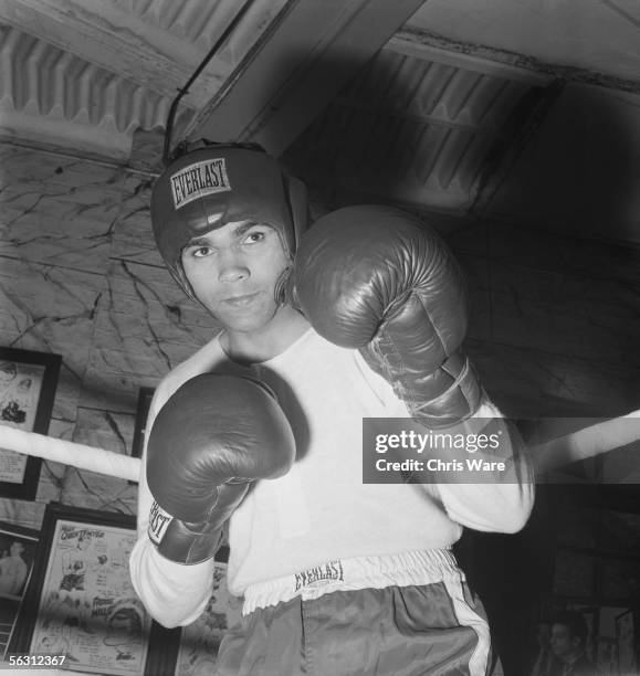 Middleweight boxing champion Dave Sands , an Australian Aborigine, training for a fight in London, March 1949.