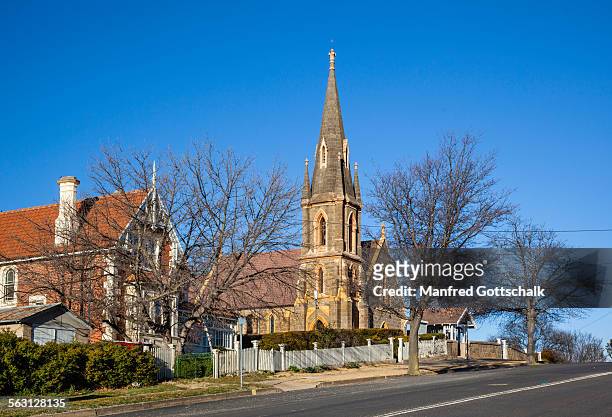 st. paul's anglican church cooma - cooma stock pictures, royalty-free photos & images