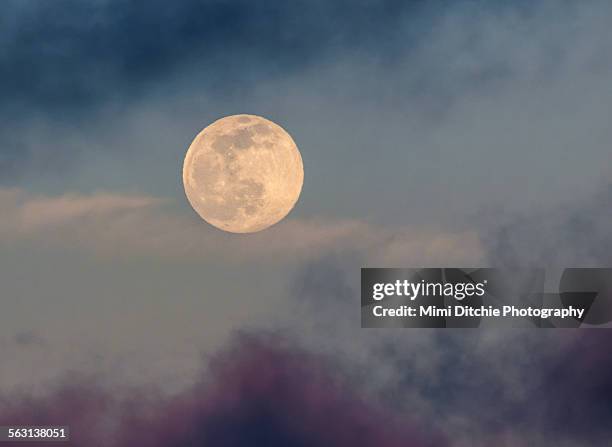full moon and sunset clouds - pleine lune photos et images de collection