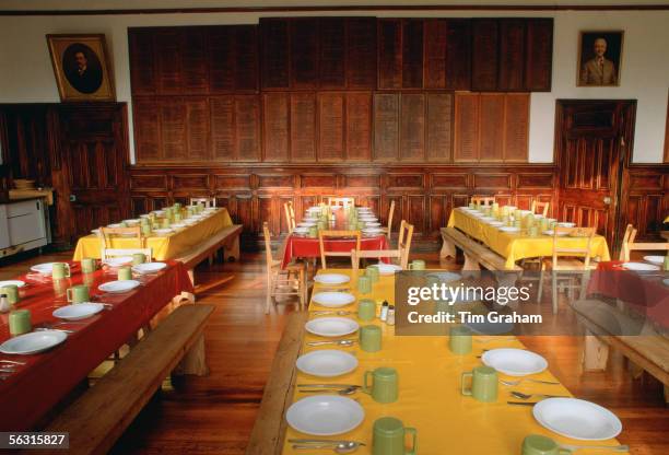 Dining room at Ludgrove Boarding School for boys in Wokingham, Berkshire, United Kingdom.