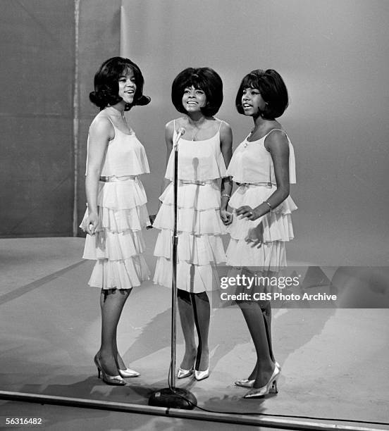 American singing group the Supremes perform on 'The Ed Sullivan Show,' December 27, 1964. From left: Florence Ballard , Diana Ross, and Mary Wilson.