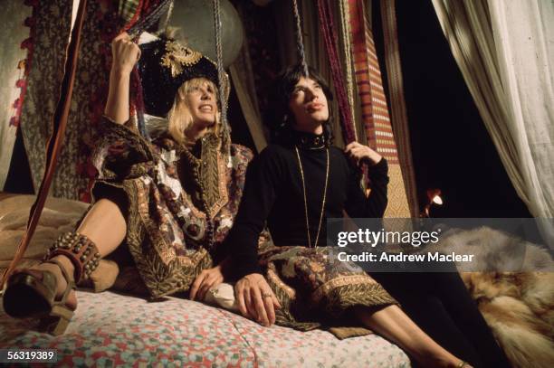 Anita Pallenberg and Mick Jagger playing Pherber and Turner in a surreal sequence from the film 'Performance', co-directed by Nicolas Roeg, 1970.