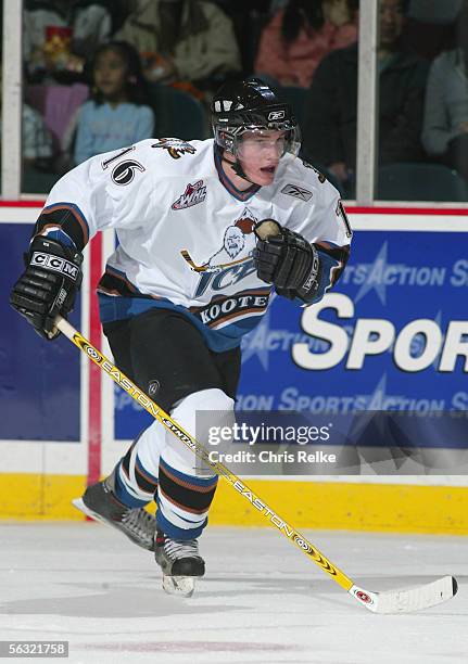 Ben Maxwell of the Vancouver Giants skates against the Kootenay Ice during the WHL hockey game on October 11, 2005 at Pacific Coliseum in Vancouver,...