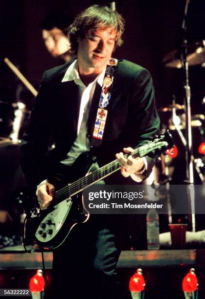 Peter Buck of REM performs at Shoreline Amphitheatre on August 13, 1999 in Mountain View California.