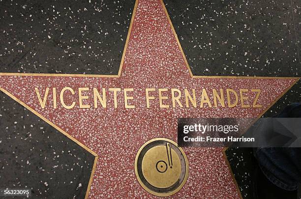 The Hollywood star is seen that belongs to musician Vincent Fernandez, whose son, Alejandro Fernandez, was also honored with a Star On The Walk Of...