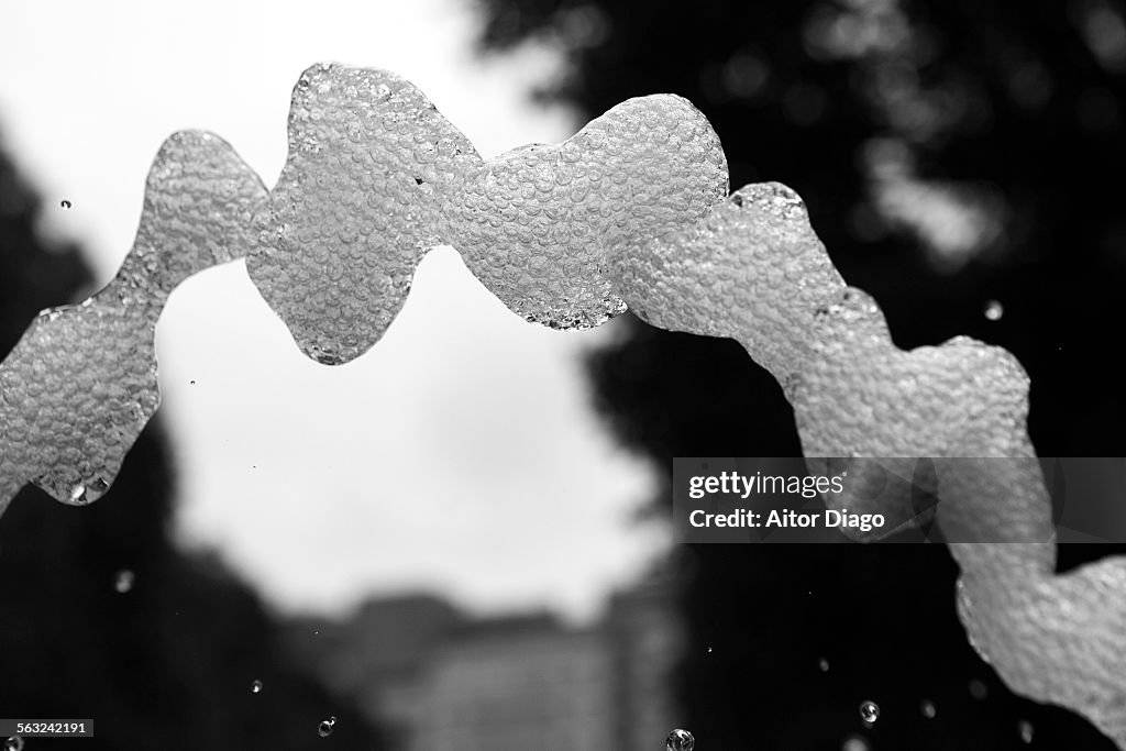 Black and white water structure. Frozen movement.