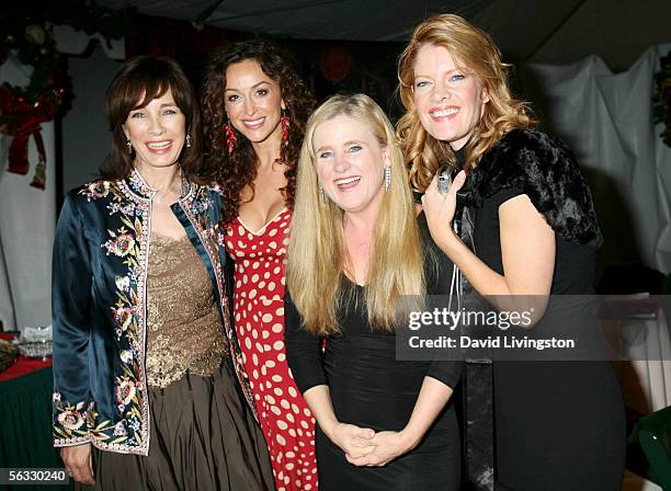 Actresses Anne Archer, Sofia Milos, Nancy Cartwright and Michelle Stafford pose backstage during the Church of Scientology's "An Evening of Holiday...