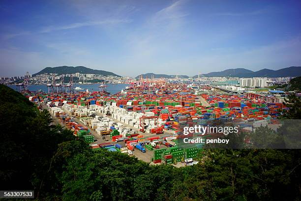 scenery of sinseondae pier - evergreen ship stock pictures, royalty-free photos & images