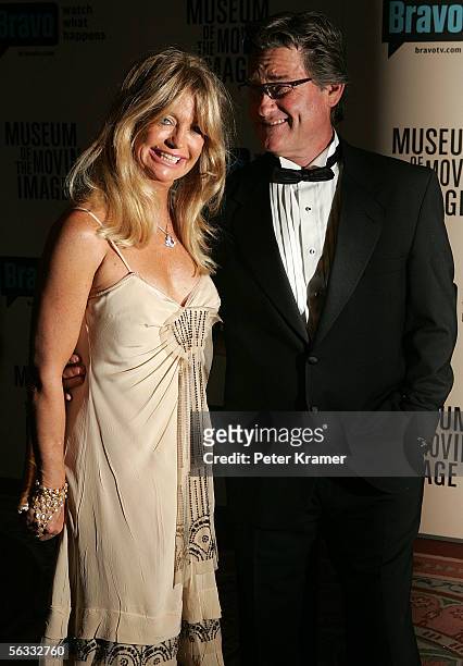 Actress Goldie Hawn and Kurt Russell arrive to the Museum Of The Moving Image Salute To Ron Howard at the Waldorf-Astoria December 4, 2005 in New...