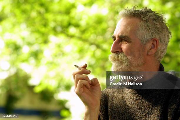 Playwright and author John Byrne, partner of actress Tilda Swinton, attends the International Book Festival on August 24, 2002 in Edinburgh, Scotland.