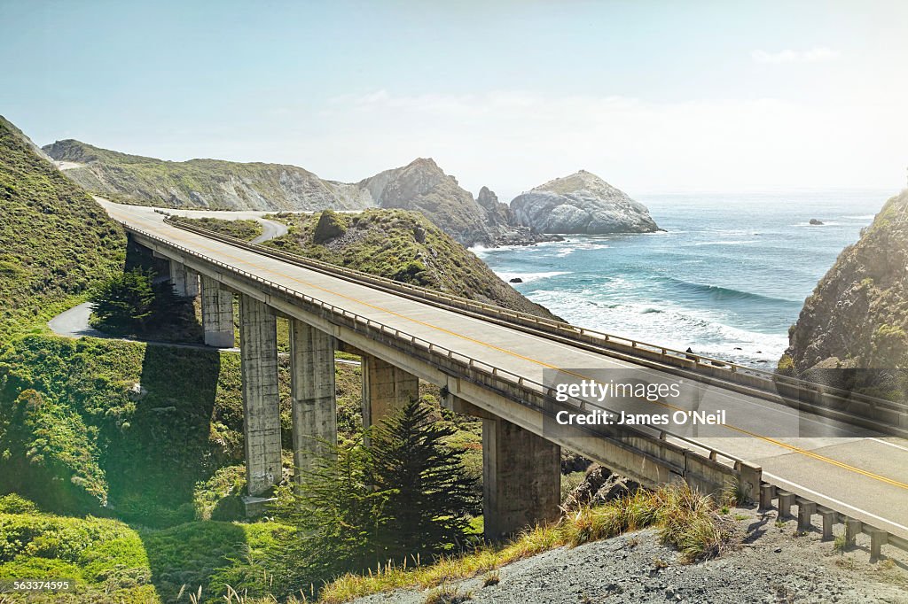 Empty bridge overlooking the sea