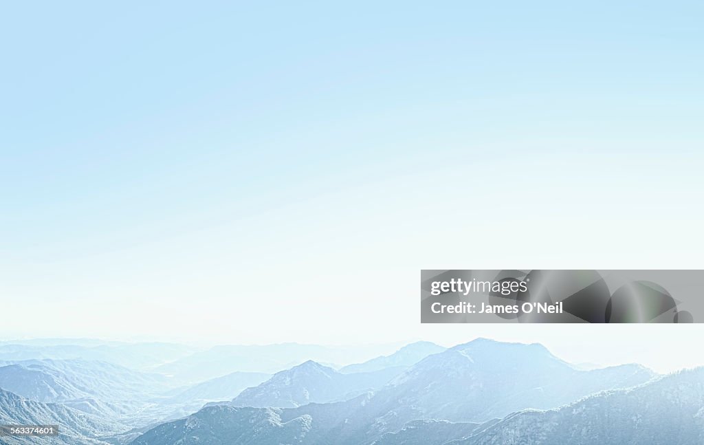 Mountains with a sky blue haze