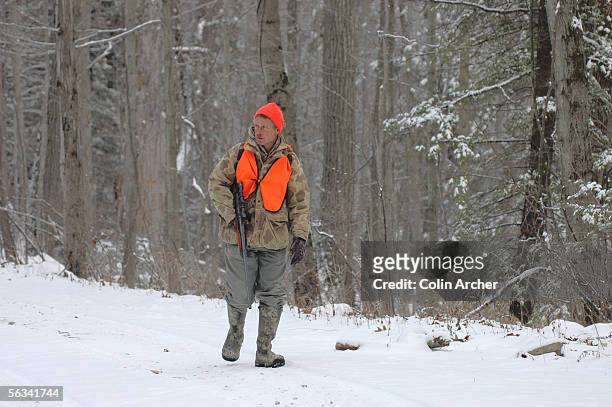 Jimmy Mancuso, Woodstown, New Jersey, walks a trail through the deep woods of Lake Waywayanda State Park on the first day of the second New Jersey...