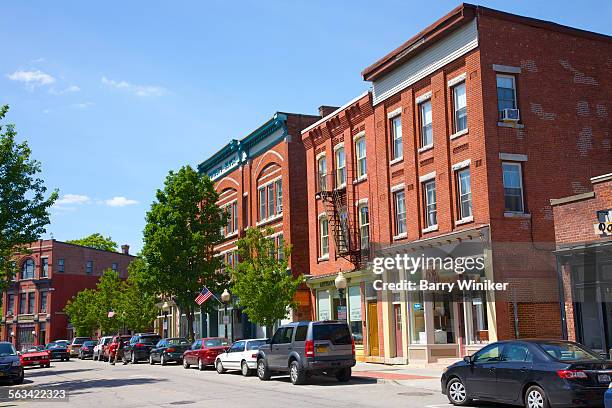 small city with mountains in distance - beacon stock pictures, royalty-free photos & images