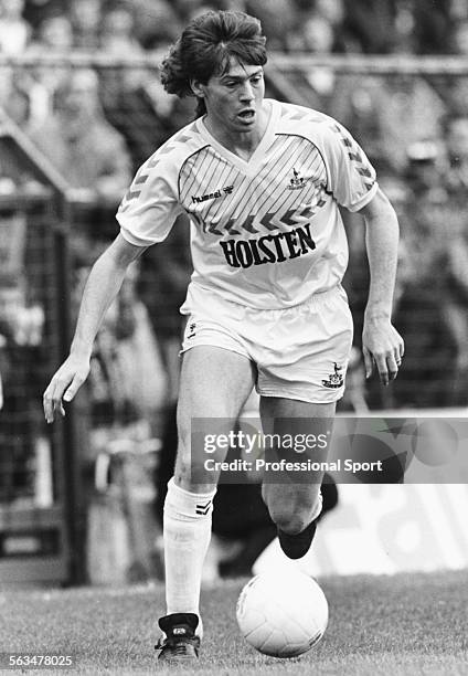 Tottenham Hotspur football player Chris Waddle pictured in action for Spurs during a match, circa 1986.