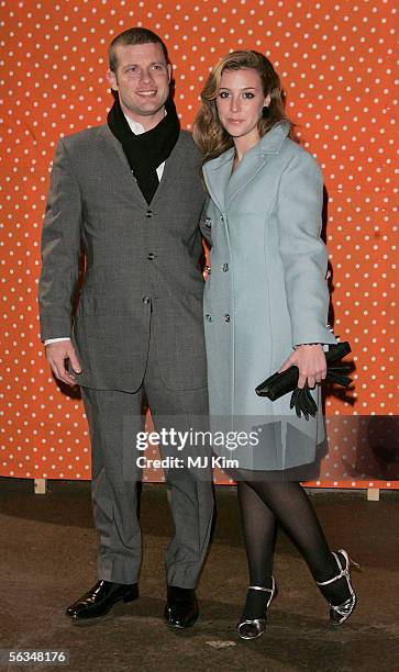 Dermot O'Leary and guest arrive at The Big Night In With Jamie Oliver at Finsbury Barracks on December 6, 2005 in London, England. Jamie Cullum and...