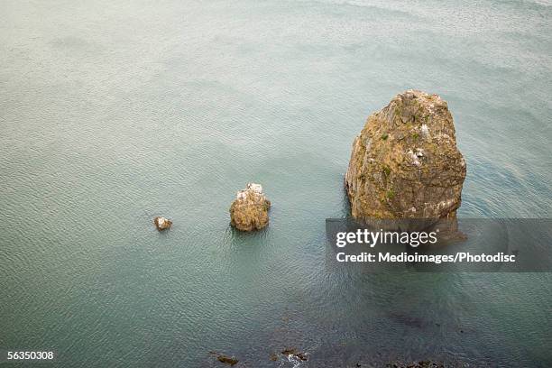 high angle view of rock formations, san francisco bay, california, usa - san francisco bay stock pictures, royalty-free photos & images