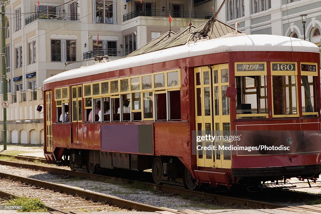 People travelling in streetcar