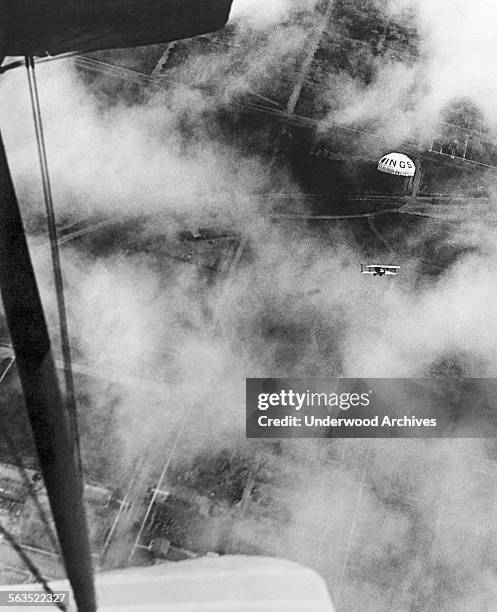 An airplane testing out the new parachute for planes called 'Wings' which will land the plane safely even after engine failure, Inglewood,...