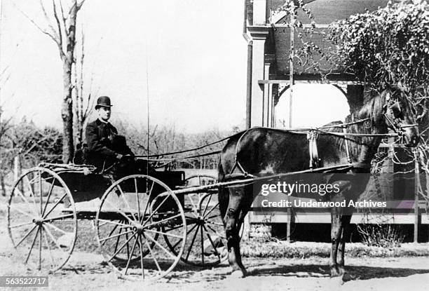 Dr William Loveridge Vroom making his medical rounds in his buggy, Ridgewood, New Jersey, 1888.