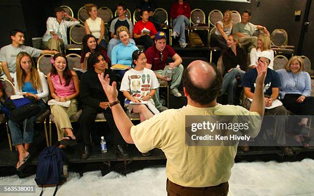 Actor JASON ALEXANDER is teaching drama at USC this term as the university's first George Burns Visiting Professor. Photo of Alexander teaching his...