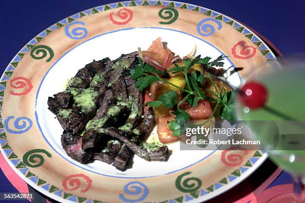 Closeup of Atun, tuna with lemon, lime, red onions and jalapeÒo served at Y Arriba Y Arriba Tapas Teatro at Downtown Disney in Anaheim.