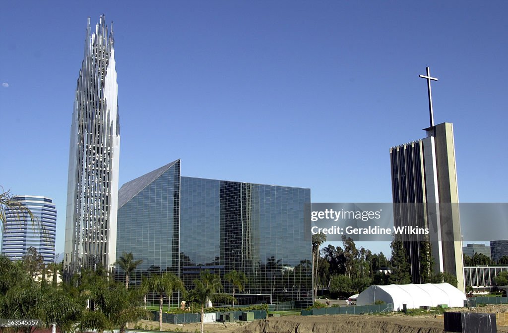 Garden Grove left to right The Crean Tower, the Crystal Cathedral, the reservation, book & gift c