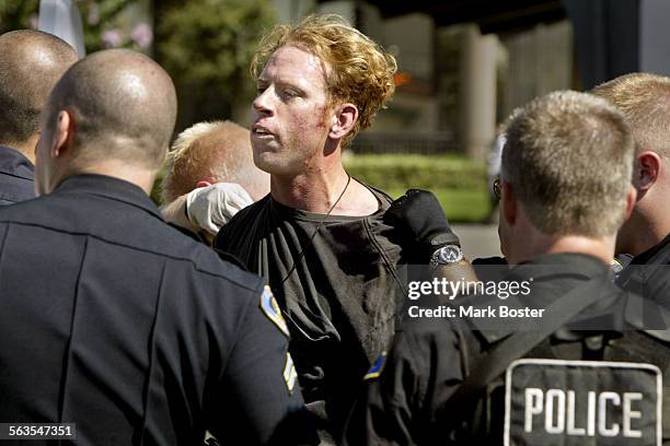 Man who identified himself as Michael Patrick Ohara was taken into custody by Anaheim Police after barricading himself inside the Hilgenfeld...