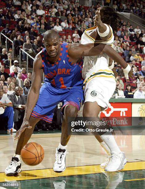 Seattle jerome james of the york knicks drives against danny fortson of the seattle Seattle jerome james of the york knicks drives against danny fortson of the seattle