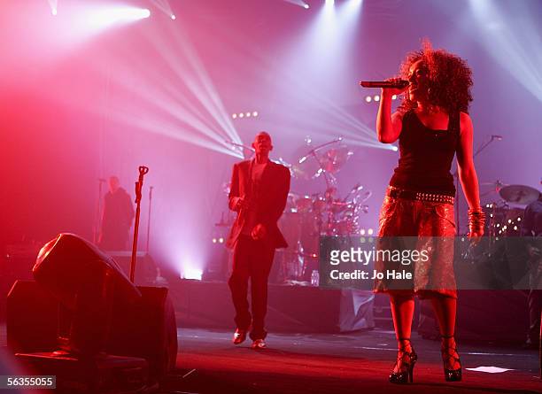 Maxi Jazz and Rhianna of British dance collective Faithless performs at an extra date on their UK tour in support of their greatest hits album...