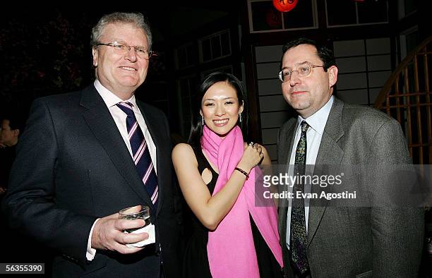 Howard Stringer Chairman & CEO of Sony Corp., actress Ziyi Zhang and Michael Barker, Sony Pictures Classics co-president attend the "Memoirs Of A...