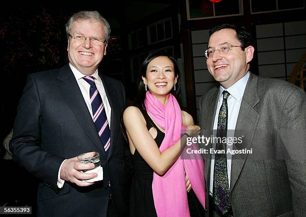 Howard Stringer Chairman & CEO of Sony Corp., actress Ziyi Zhang and Michael Barker, Sony Pictures Classics co-president attend the "Memoirs Of A...